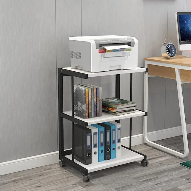 Étagère de bureau pour moniteur – Étagère de bureau à 2 niveaux, étagère de  comptoir multifonction, support de rangement en bois et métal, pour