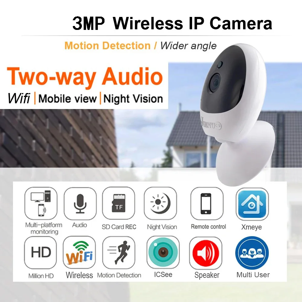 Icsee 3MP Wireless WIFI IP Camera Indoor Home Security CCTV Surveillance with Two-way Voice And Infrared Video Camera JIENUO 2