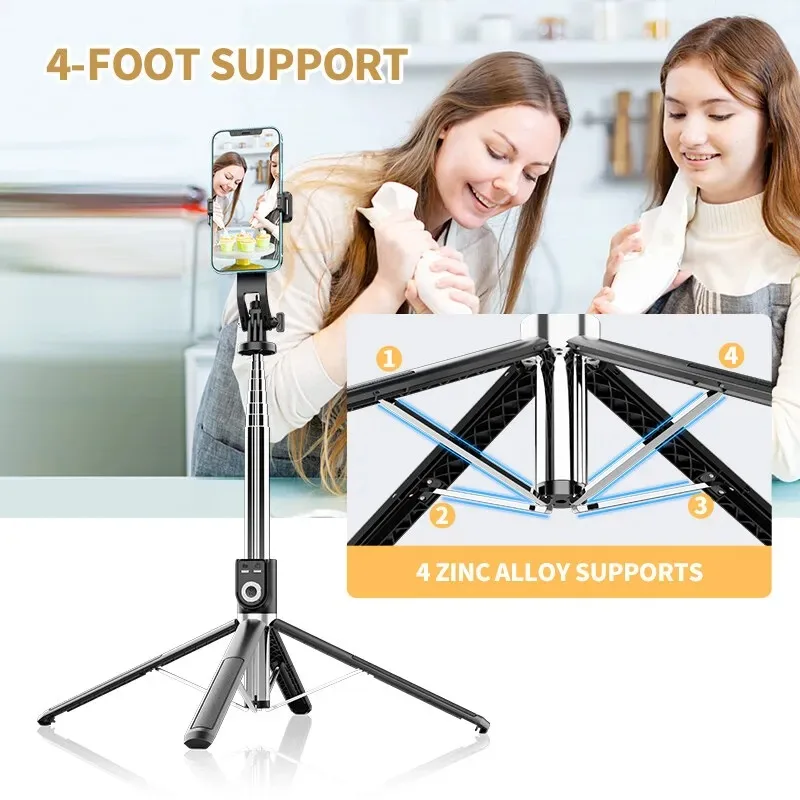 Selfie Stick P220 Wireless Selfie Stick Tripod 2.2m Foldable with Rechargeable Bluetooth Remote GoPro Action Camera Phone Holder