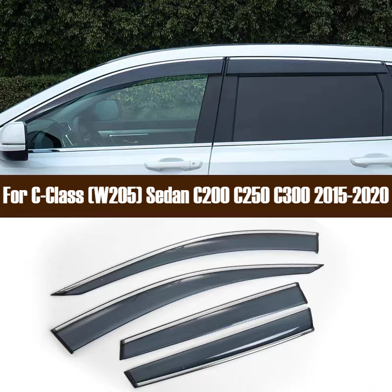For Mercedes-Benz C-Class (W205) Sedan C200 C250 C300 2015- Exterior Visor Vent Shades Window Sun Rain Guard Deflector