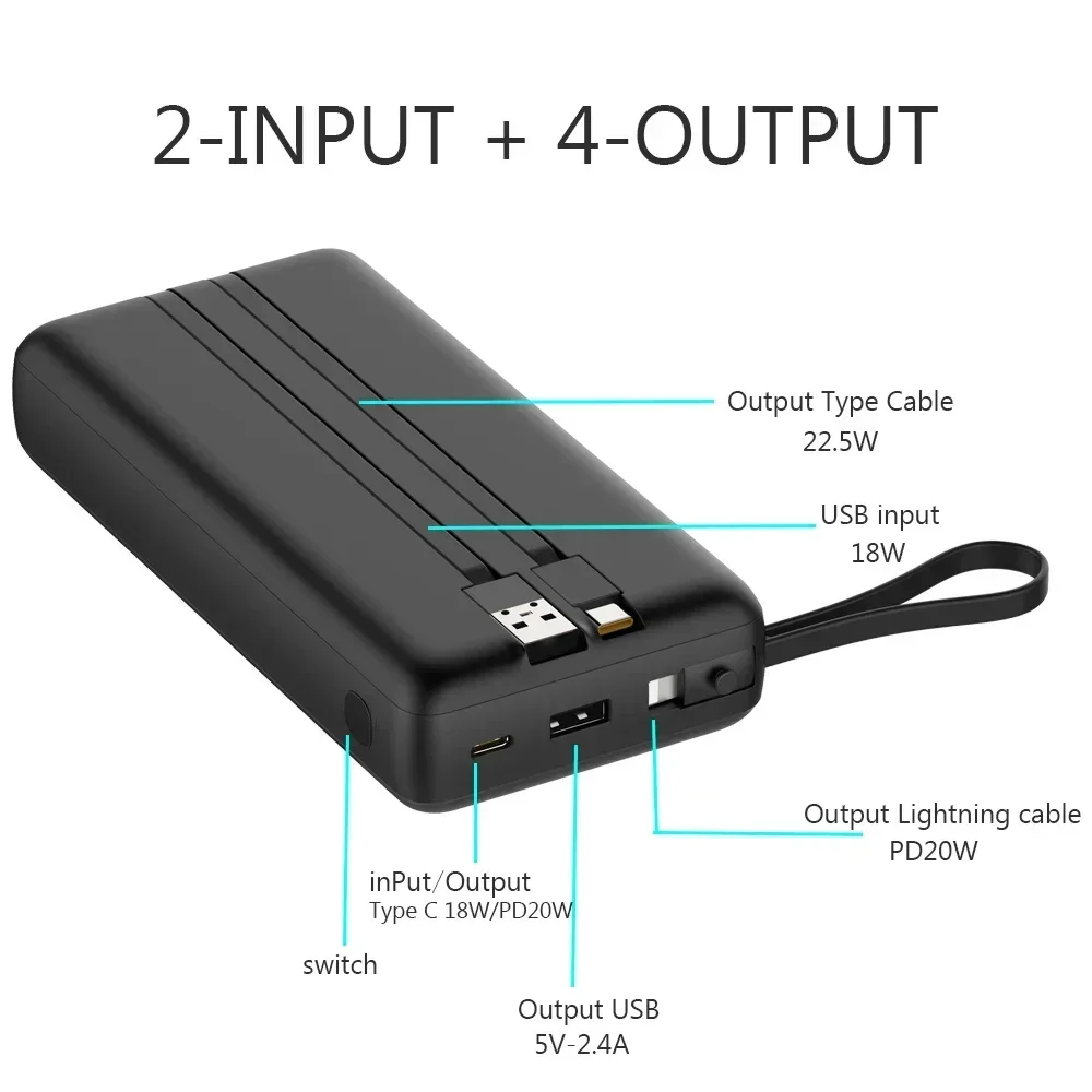 FERISING-Portable Charging 30000mah Power Bank, External Battery Charger for iPhone 16, Xaiomi, oneplus, 30000 mAh, 22.5W 3