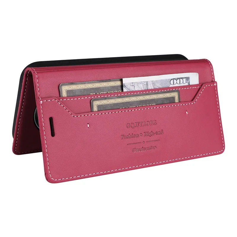 Magnetic Anti-theft Leather Wallet Phone Case with Card Holder and Flip Cover