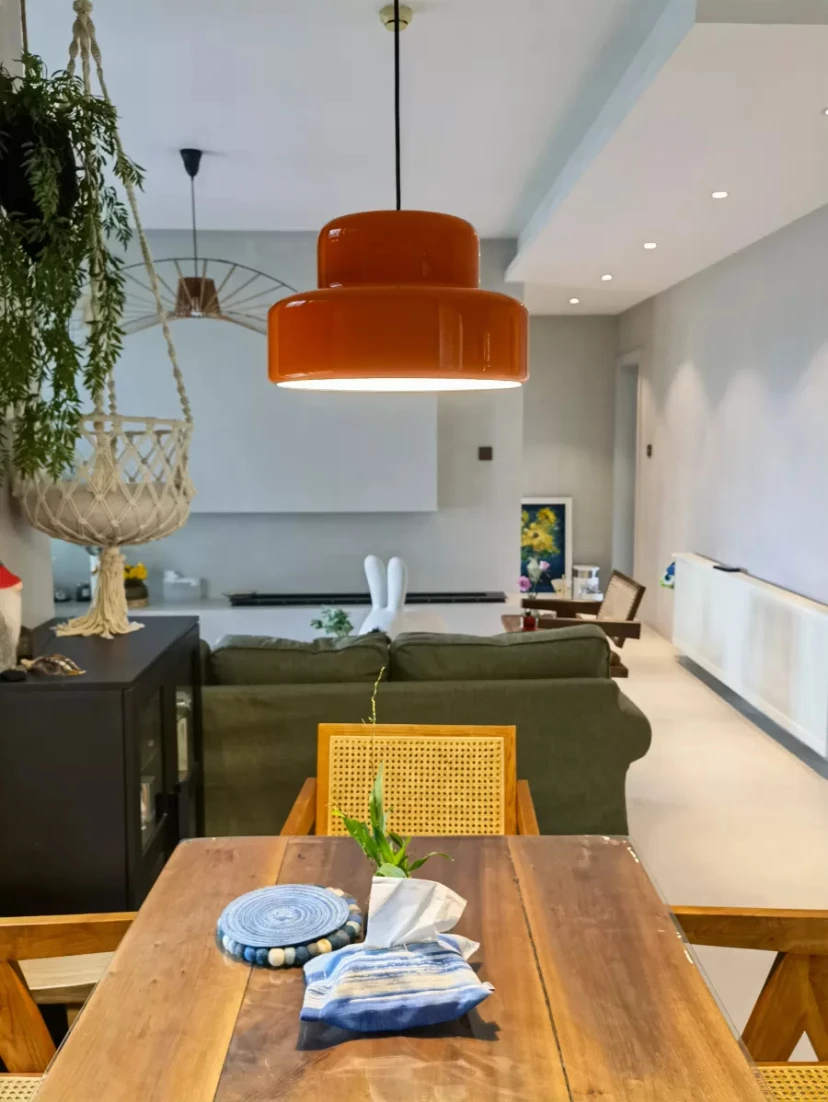 Bauhaus Vintage Orange Chandelier