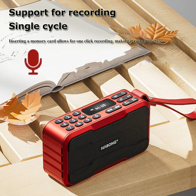 Portable Radio FM Mini Bluetooth Radios Speaker Hifi Sound Soundbar Subwoofer Handsfree Walkman Music Player Recorder with Mic