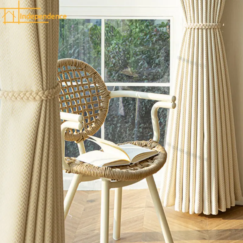 

High-end curtain blackout Internet celebrity light luxury French matcha green chenille Curtains for Living dining room bedroom