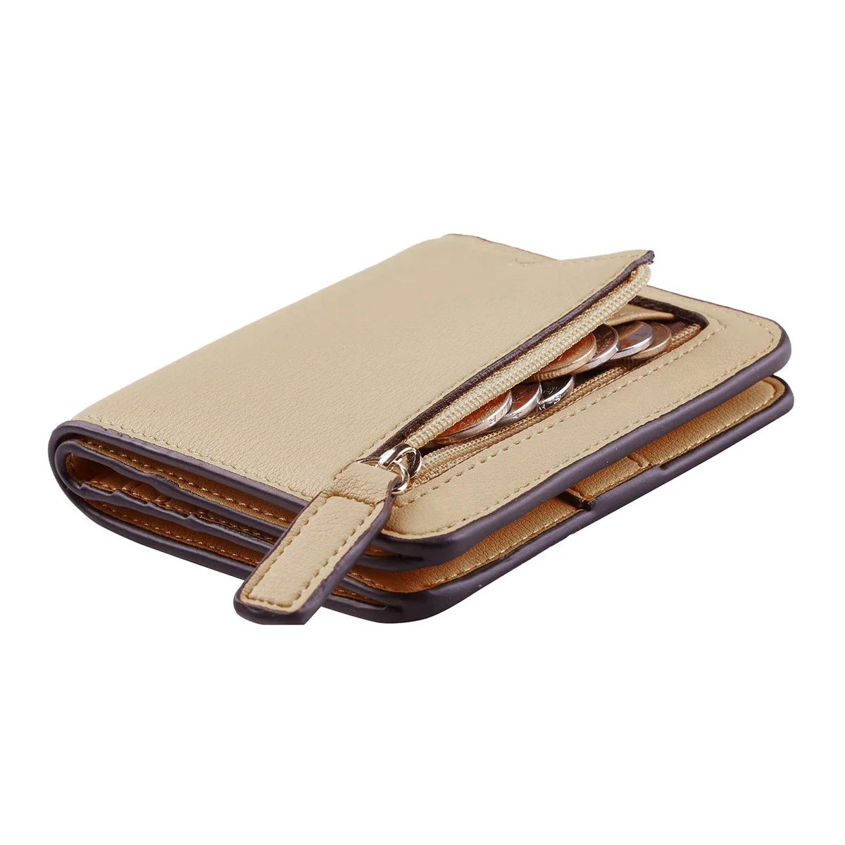 Women's RFID Blocking Compact Bifold Leather Wallet with ID Window