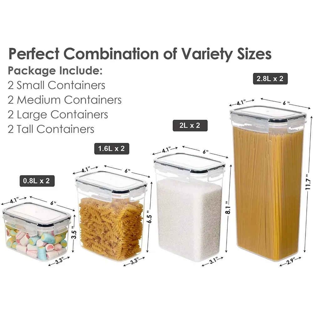 Airtight Tall Food Storage Container Set 2Pcs 2.8L Spaghetti Containers for  Pantry Organization and Storage - AliExpress