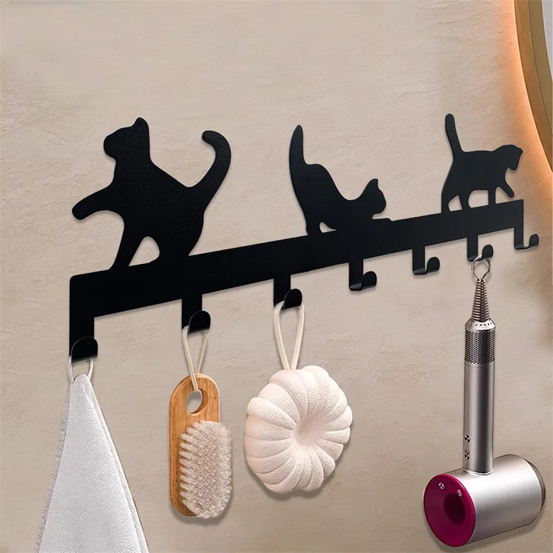lovely cat shape metal Key Holder for Wall Decorative Key Mount Hanging Key Rack Hallway Entryway Office Kitchen decor 5