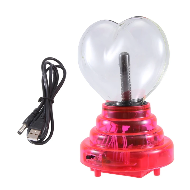 Plasma Ball Heart Shaped Light 4In Touch Activated USB Cable Or Battery Powered Gifts For Kid And Adults Durable