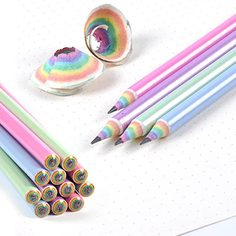 HB 5PCS Starry Sky Rainbow Sketch Pencil With Eraser Drawing