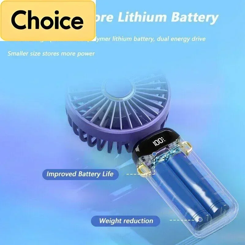 USB Handheld Mini Fan Foldable Portable Neck Hanging Fans 5 Speed USB Rechargeable Fan with Phone Stand and Display Screen