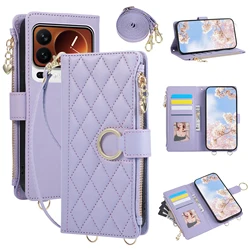 Leather Flip Crossbody Phone Case with Wrist Strap and Wallet Card Holder - Xiaomi 17 Ultra (PURPLE)