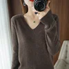 New Cashmere Women's V-neck Pullover Lace Neck Hollow Out Design Casual Knitted Long Sleeve Women's Sweater Autumn And Winter 6