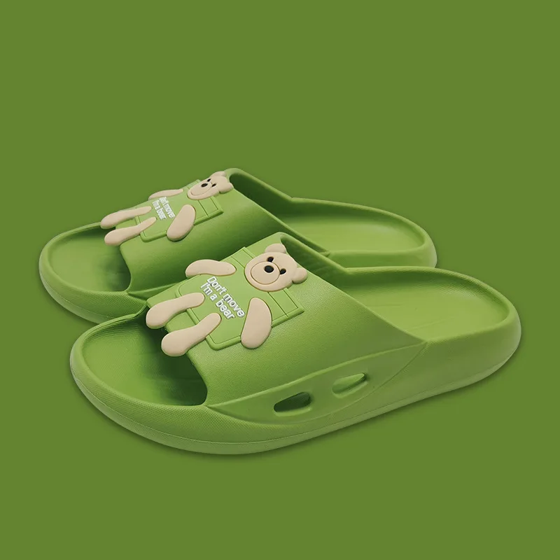 Women wearing slippers outside the bathroom  new summer indoor household soft-soled cartoon couple sandals and slippers men EVA