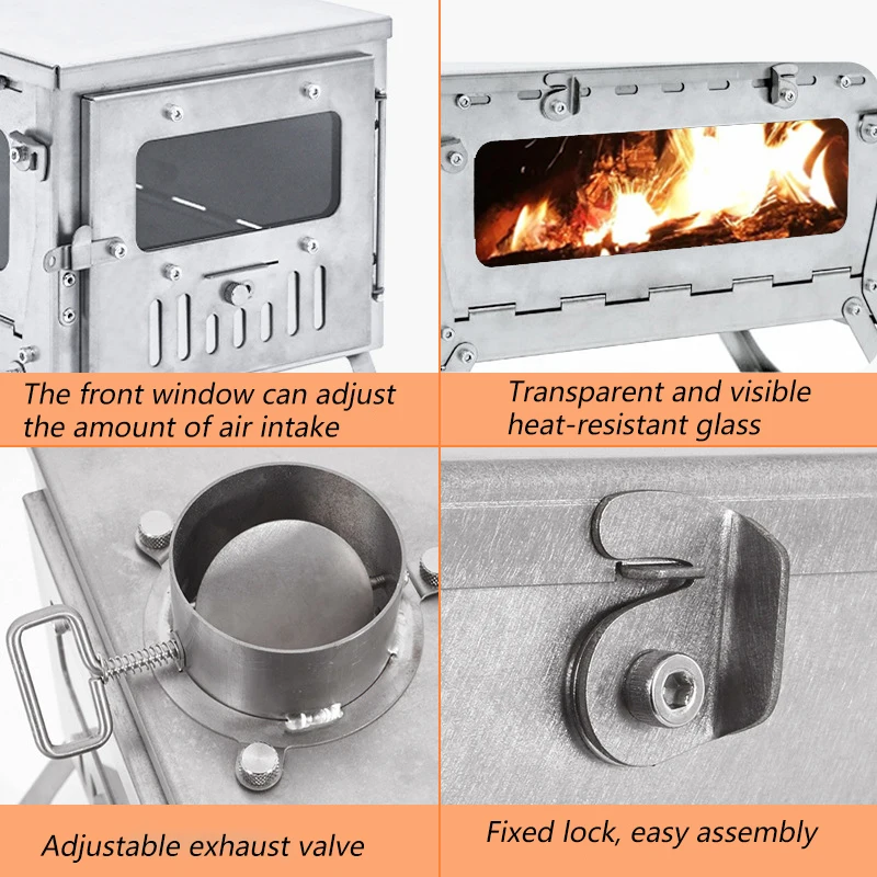 Titanium Stove Wood Foldable Ultralight Folding Chimney Tent Stove Outdoor  Camping Firewood Burning Stove Hot Tent Heater - AliExpress