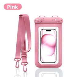 Universal Waterproof Phone Case Pouch Bag - Full Cover Protection (Pink)