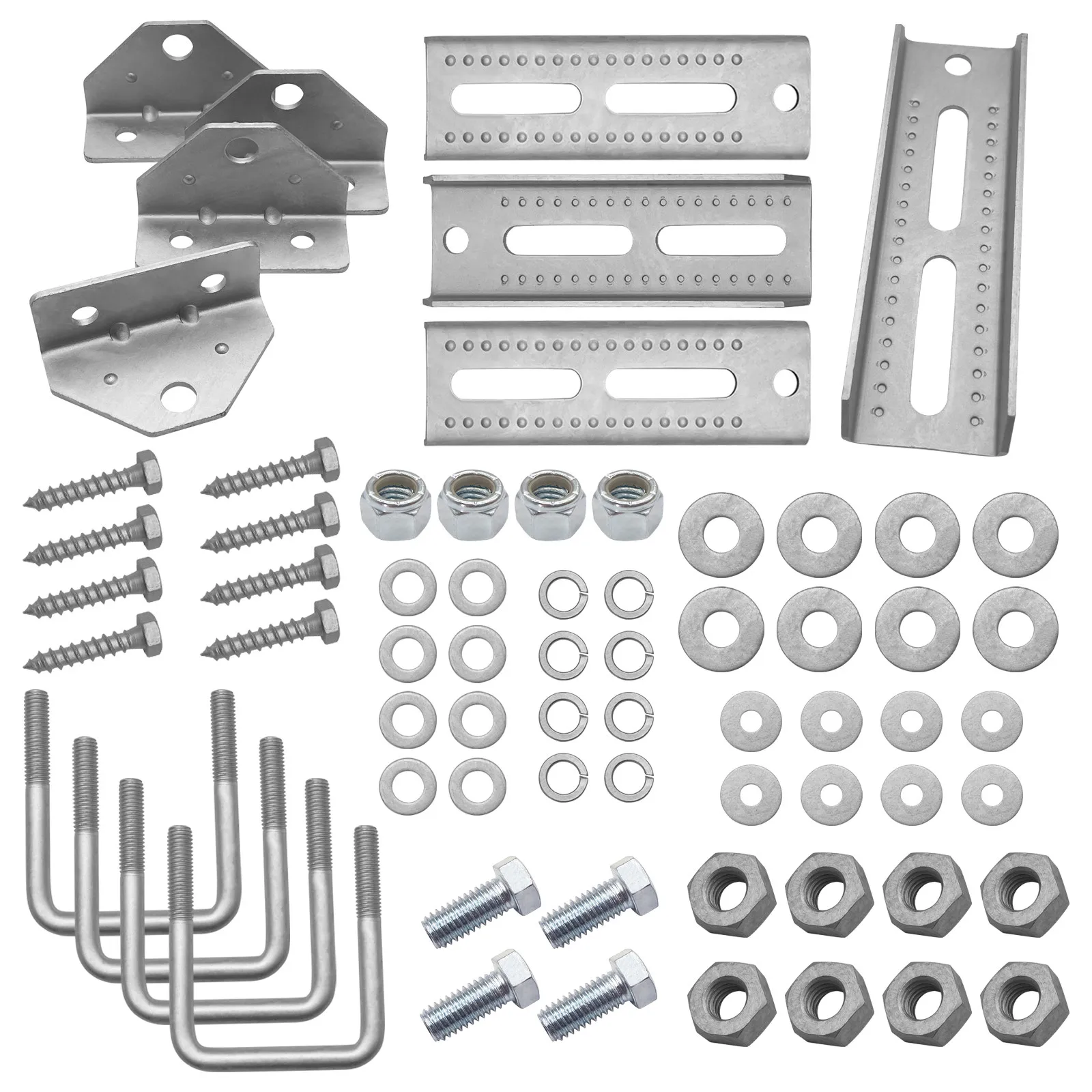 (4) 8" Swivel Bunk Bracket Kit with Hardware For Trailer Hardware Suitable For 3"x3" Boat Trailer Crossmember Cross Components