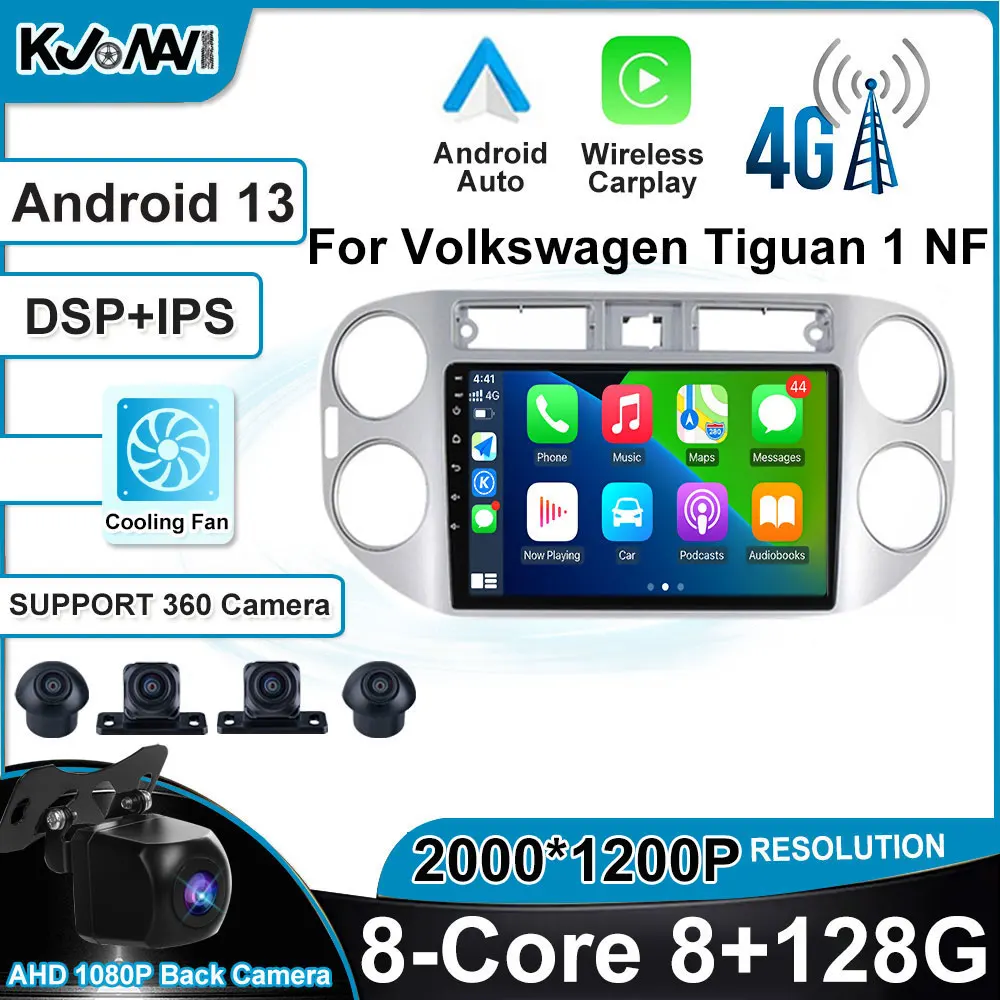 

Android 13 DSP IPS Carplay Car Radio Auto Stereo Player WiFi GPS Navigation Bluetooth For Volkswagen Tiguan 1 NF 2006 - 2016
