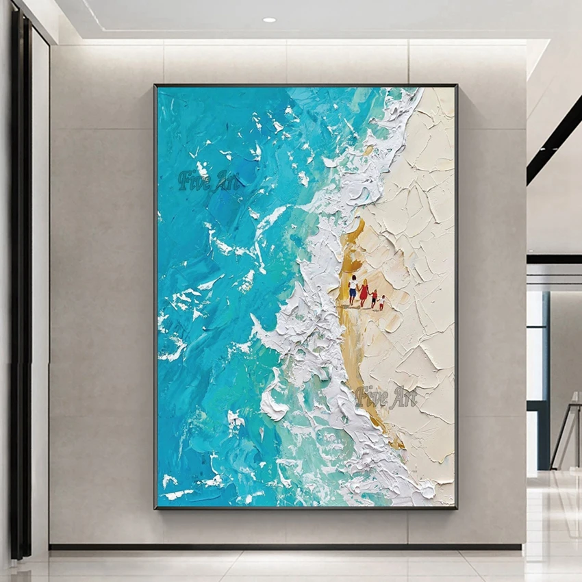 

New Arrival Thick Acrylic Palette Knife Beach Textured Abstract Oil Painting Unframed Custom Artwork Modern Art Pictures