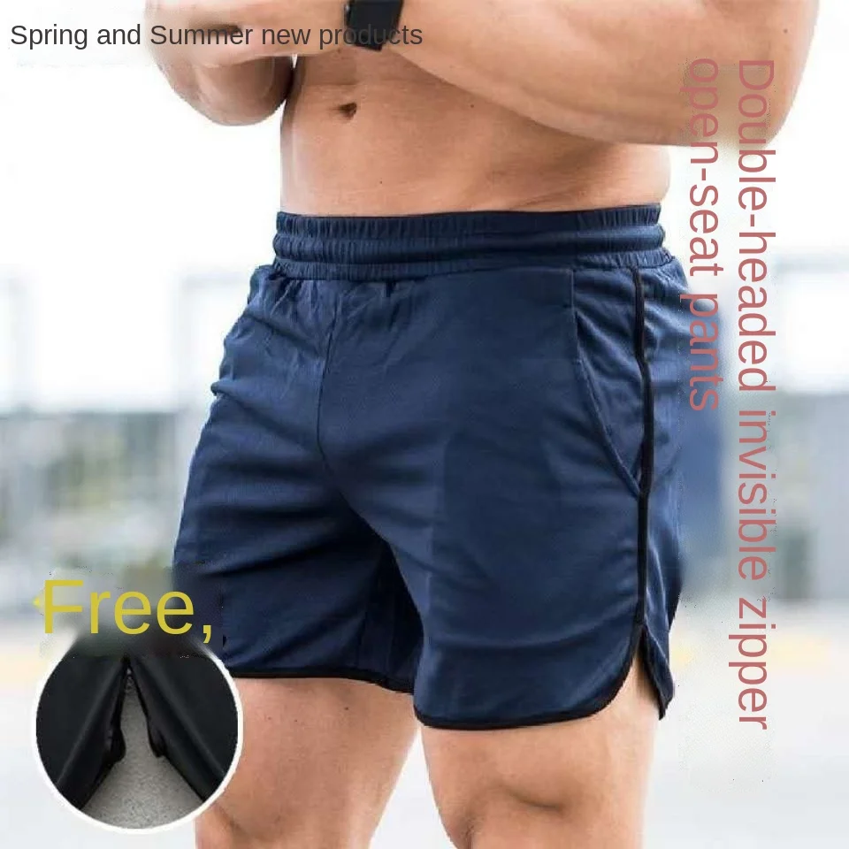 Pantalones de entrepierna abierta con doble cremallera, ropa deportiva de ocio, entrepierna de pierna ancha, de cinco puntos, cómoda para el campo, Sexo al libre y Peeing, 1 Uds.|Pantalones cortos| -