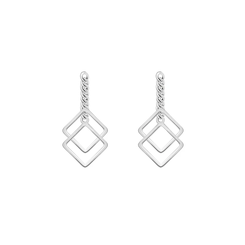 Trendy Minimalist Double Hollow Square Pendant Earrings Charm Geometry Earring For Women Girl Female Handmade Jewelry