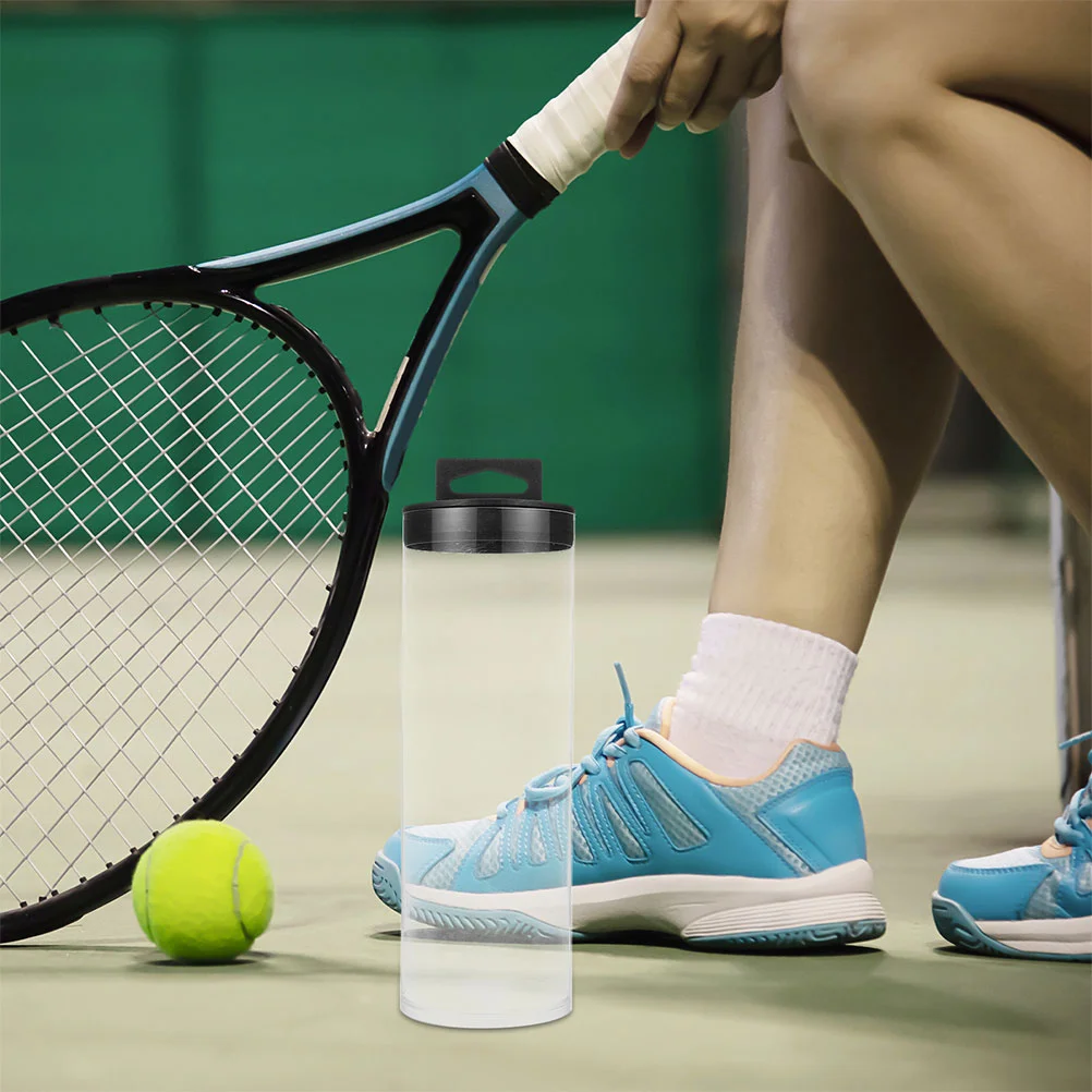 2 Pcs Transparent Tennis Tubes Black Lid Sports Supply Clear Ball Holders Durable Container Racquet Sports Tennis Accessories
