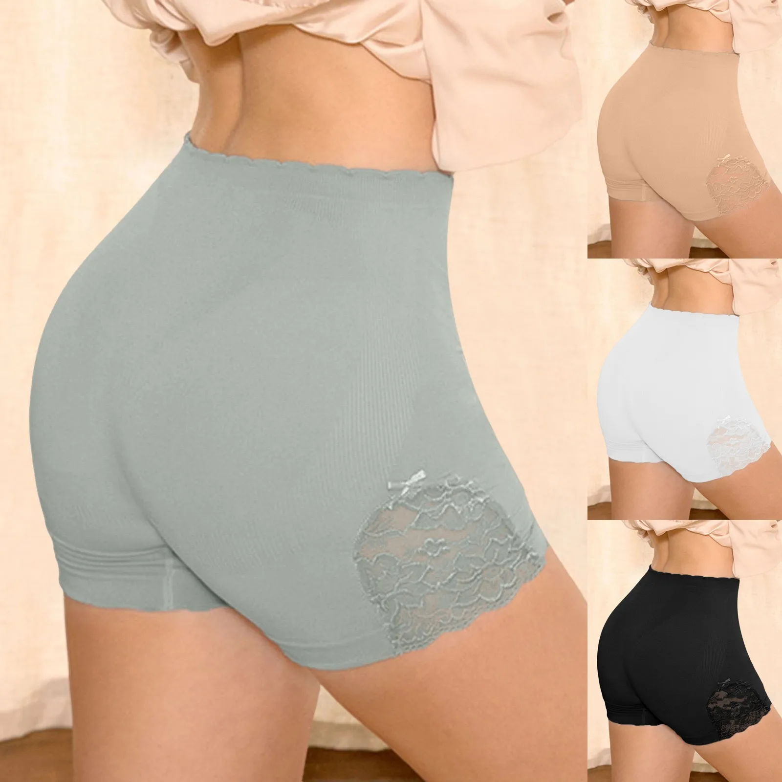 Women's Shorts Underwear Hot Pants Boxer Shorts High Waist Belly Shrinking Hip Lifting Plus Size Anti Fading Lace Bottoming women shorts underwear