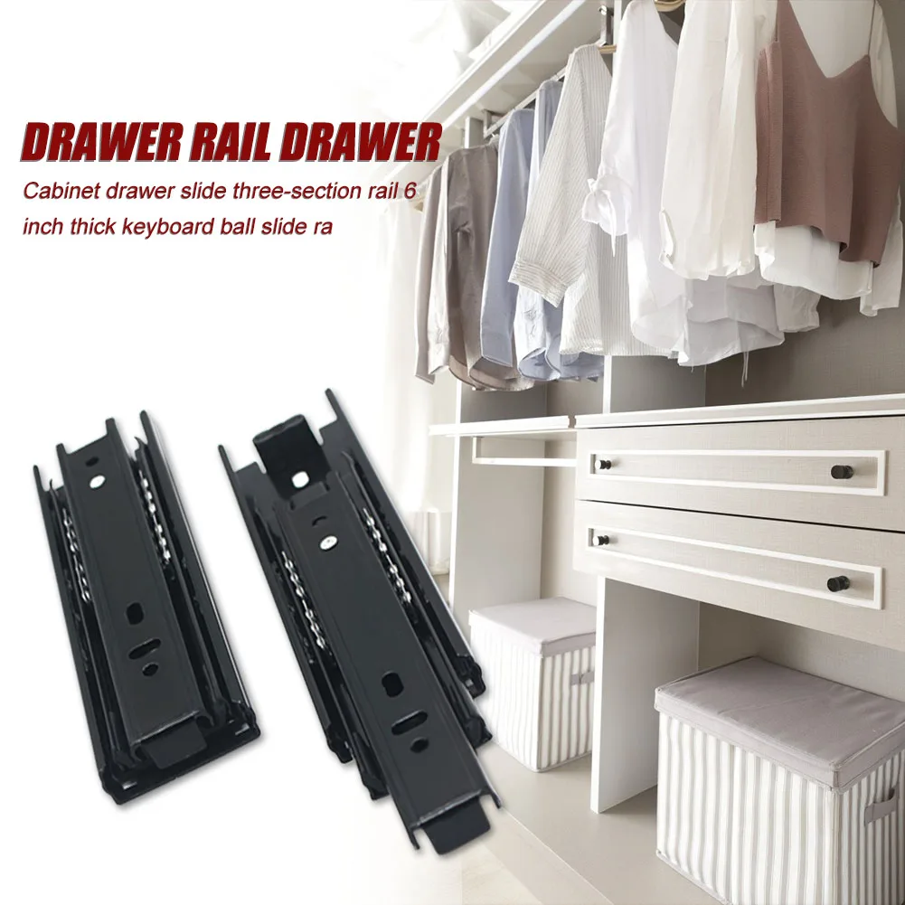 thumbnail image 2 of 450mm Drawer Slide Rails 2-Pack - 17mm Ball Bearing Slides For Kitchen Cabinets & Furniture 2 of 11