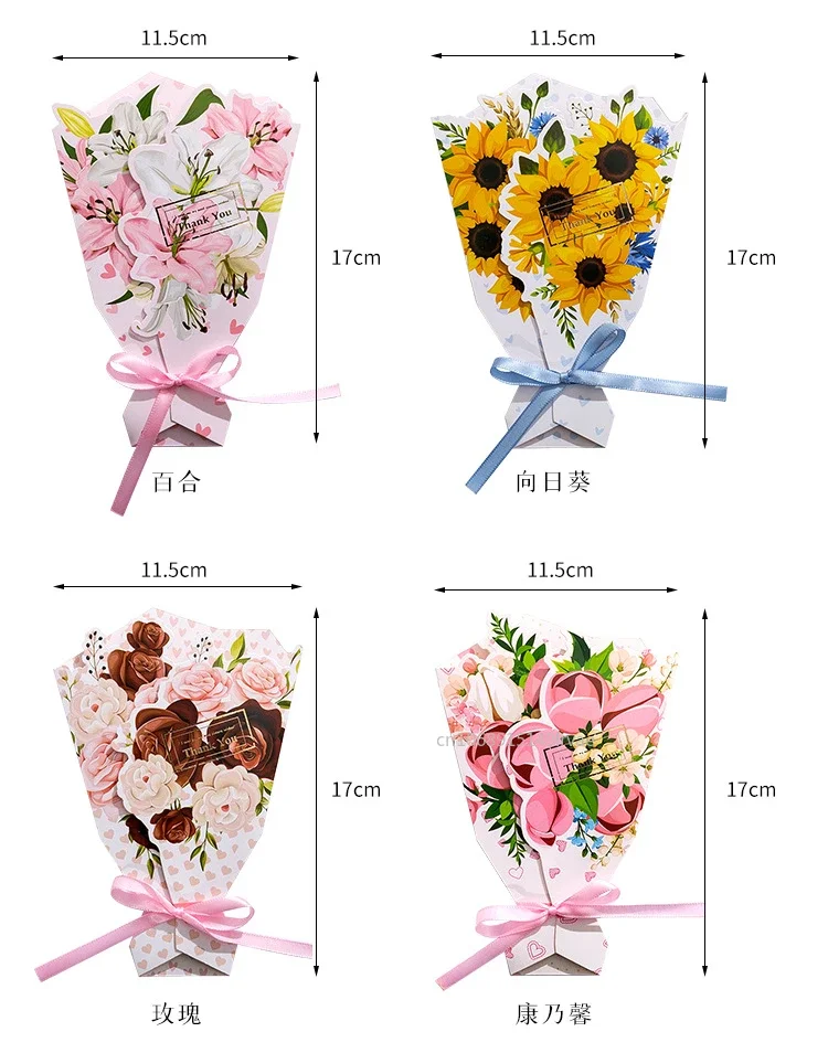 Flower Greeting Card Surprise Gifts For 2025 Mothers Day Birthday Thanksgiving Wedding Anniversary Thank You Card Girl Gifts