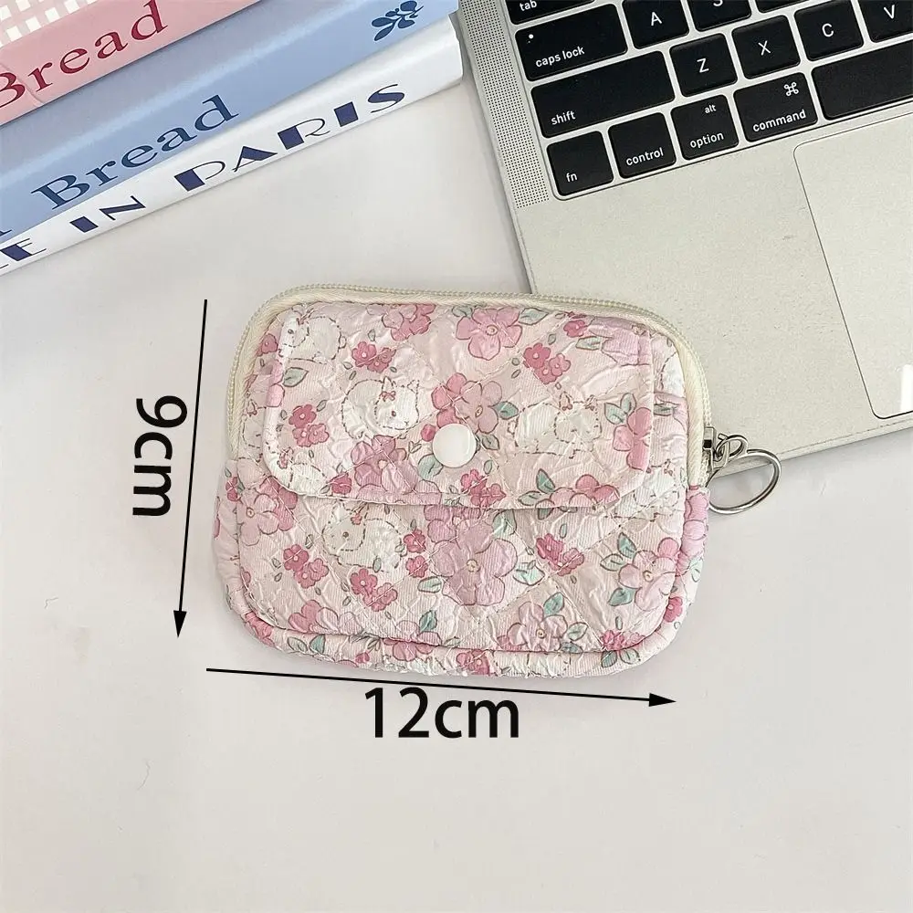 Gifts Portable Cartoon Floral Coin Purse Multifunctional Quilted ID Holder Card Bags Key Coin Purse Cute Quilted Storage Bag