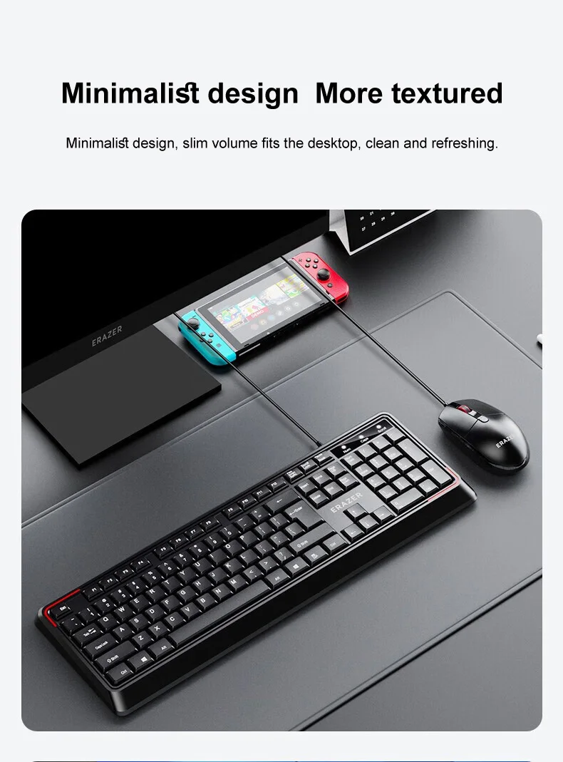 Erazer Km201 Wired Keyboard And Mouse Set Ergonomic Full-size_voghion.com