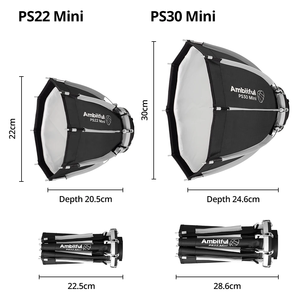 암비트풀 22cm 30cm PS22 PS30 퀵 릴리즈 옥타곤 소프트박스 보웬스 마운트 (용누오 YN150, 나날라이트 포르자 60 플래시 호환)