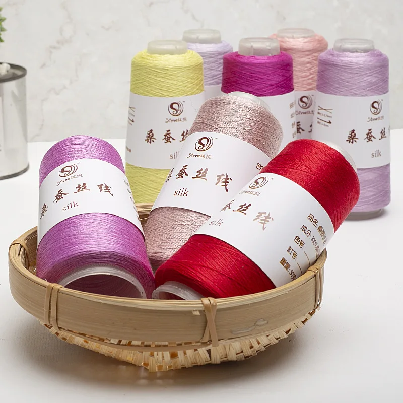 50g Mulberry Silk Thread 100% Pure Silk Thread Hand-woven Fine Silk Thread Wool Ball Winding Flower Fine Thread Material 2