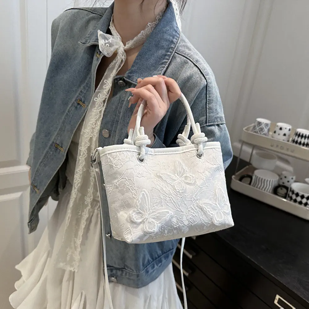 Creative Lace Shoulder Bags Elegant Handbags Embroidery Simple Tote Bag Women