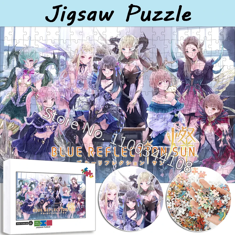 

Пазлы из 300/500/1000 деталей для аниме-игр, пазл с голубым отражением солнца, мультяшная девушка, портретная картина для взрослых, игрушки ручной работы