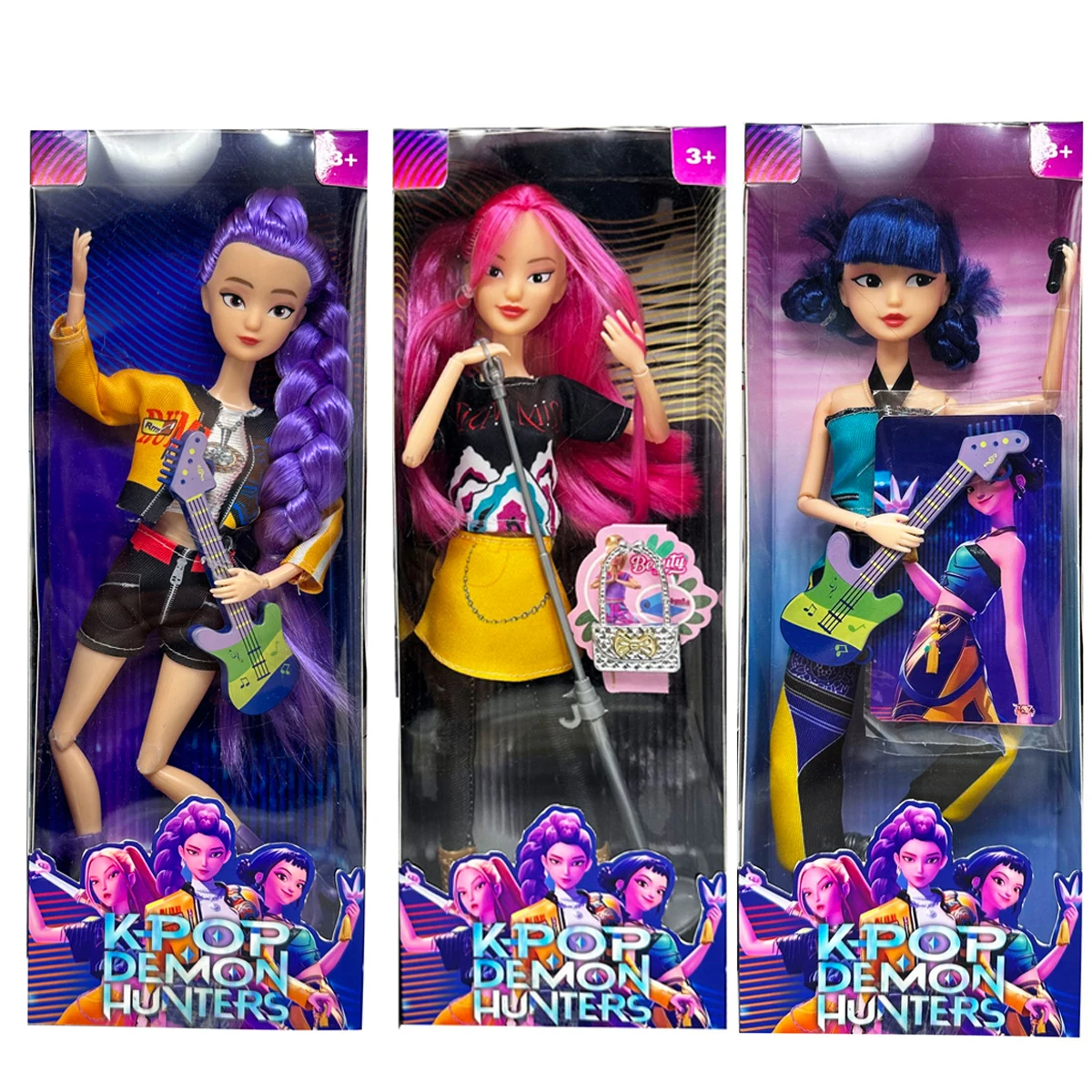 Figurine Kpop Demon Hunters 29 Cm | Set Di 3 Personaggi Con Abiti E Articolazioni Mobili Per Collezionisti