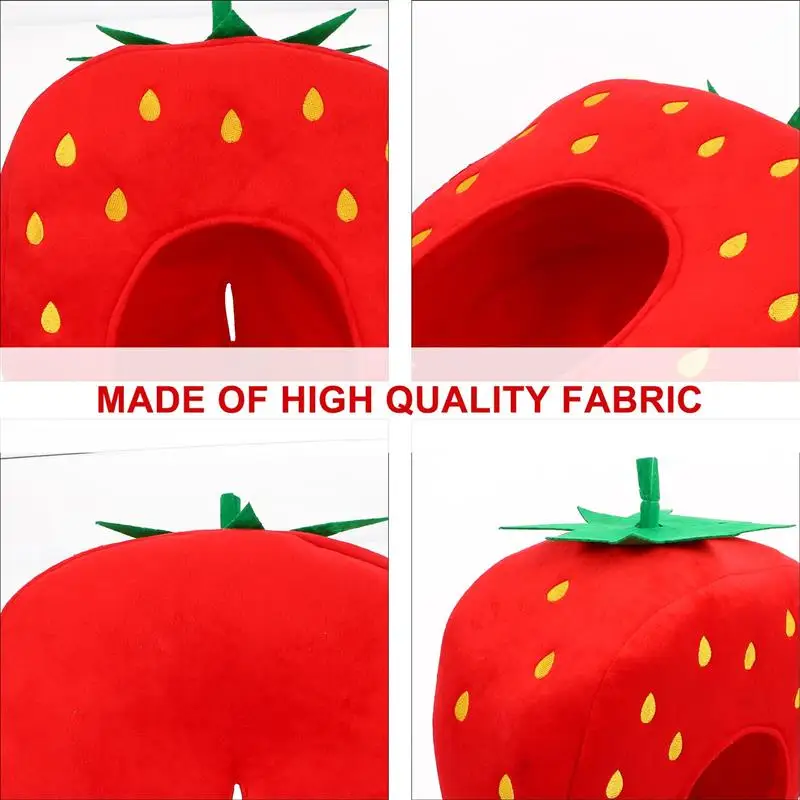 1pc Plush Hat Funny Strawberry Shape Headwear Cosplay Hat Cartoon Photo Prop