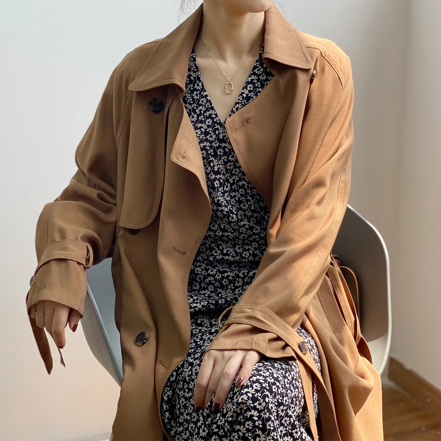 2021 Fashion Women Long Trench Coat With Belt Turn Down Collar  Women Casual Cotton Long Trench Femme Casaco Abrigo Streetwear woolrich parka