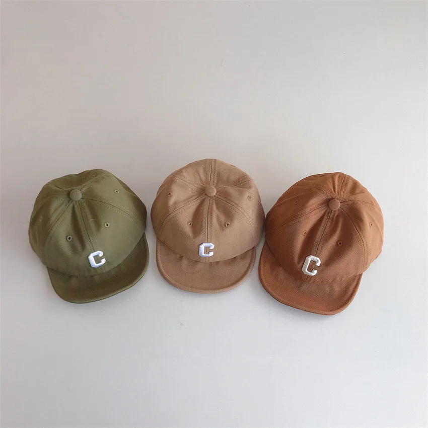 Baby Hat 5-24 Months Baby Four Seasons Cool and Handsome Versatile Soft Edge Letter Embroidered Duck Tongue Hat 4 Colors
