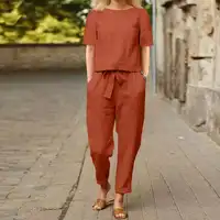 Erin Half-sleeved Round Neck Pant Set 3