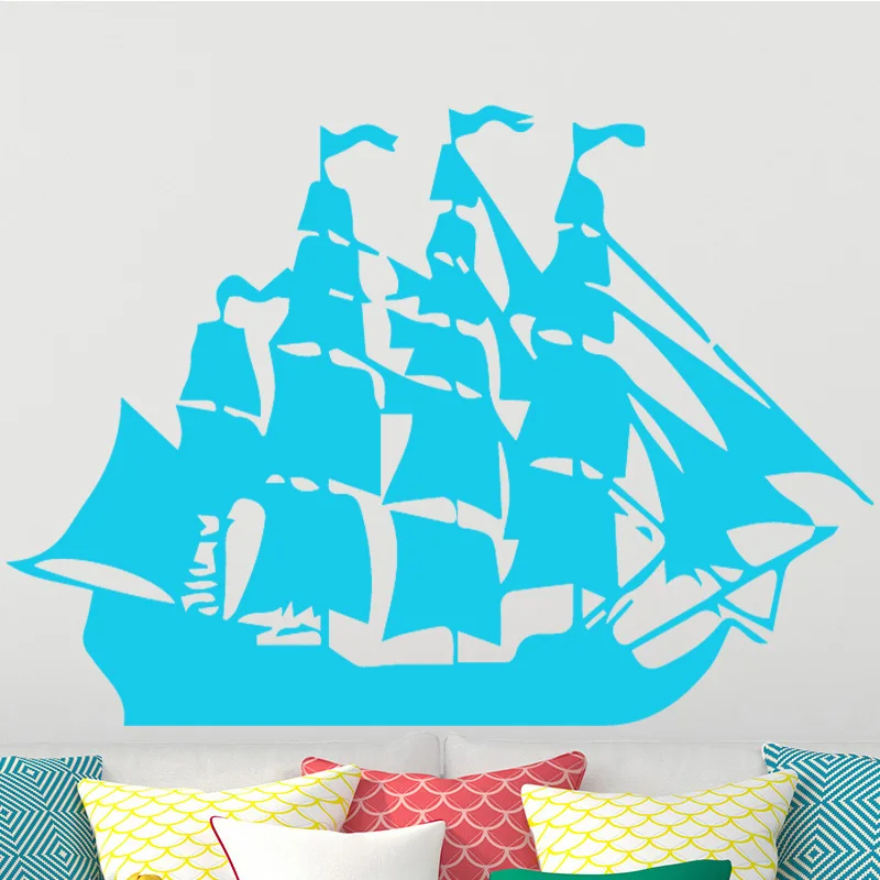 Cartoon Pirate Ship Sailing Wall Stickers Per Bambini Soggiorno Camera Da Letto Ragazzi Vinile Rimovibile Pvc Decalcomania Fai Da Te Art Home Decor