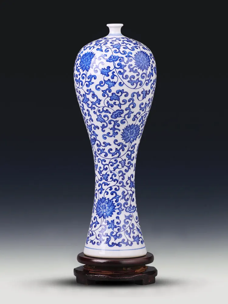 

Chinese Jingdezhen Ceramics Blue And White Porcelain Vase Ornaments Livingroom Home Furnishing Decoration Hotel Figurines Crafts