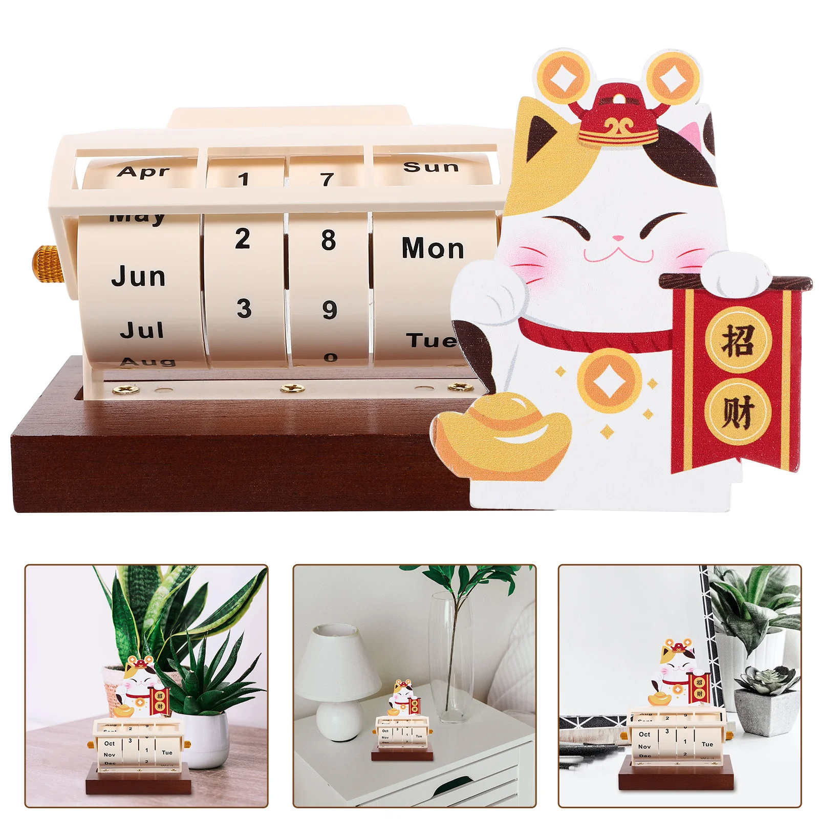 

Cartoon Wood Calendar Household Perpetual Calendar Office Wheeling Calendar Office Supply