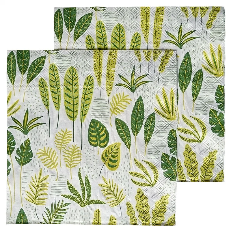 100PCS/Set Green Leaf Paper Napkins Disposable 33*33CM Wedding Party