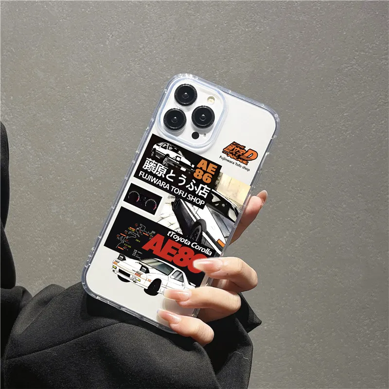 Прозрачный чехол Fujiwara Takumi AE86 Initial D для iphone 12 13 11 14Pro Max X XR