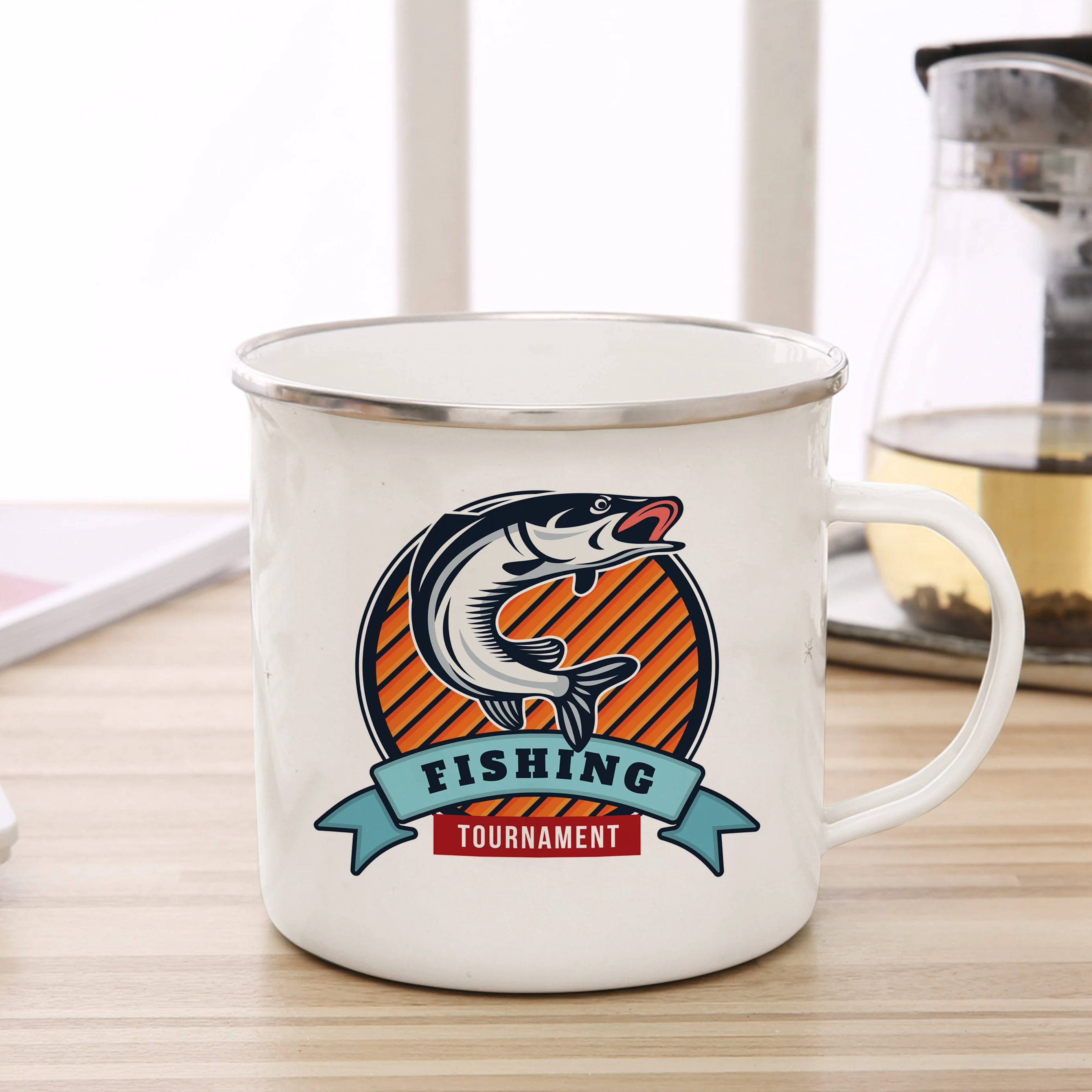 One Great Fisherman Best Catch of His Life Couple Mugs Funny Coffee Cup  Creative Enamel Camping Mug Handle Gift for Wife Husband