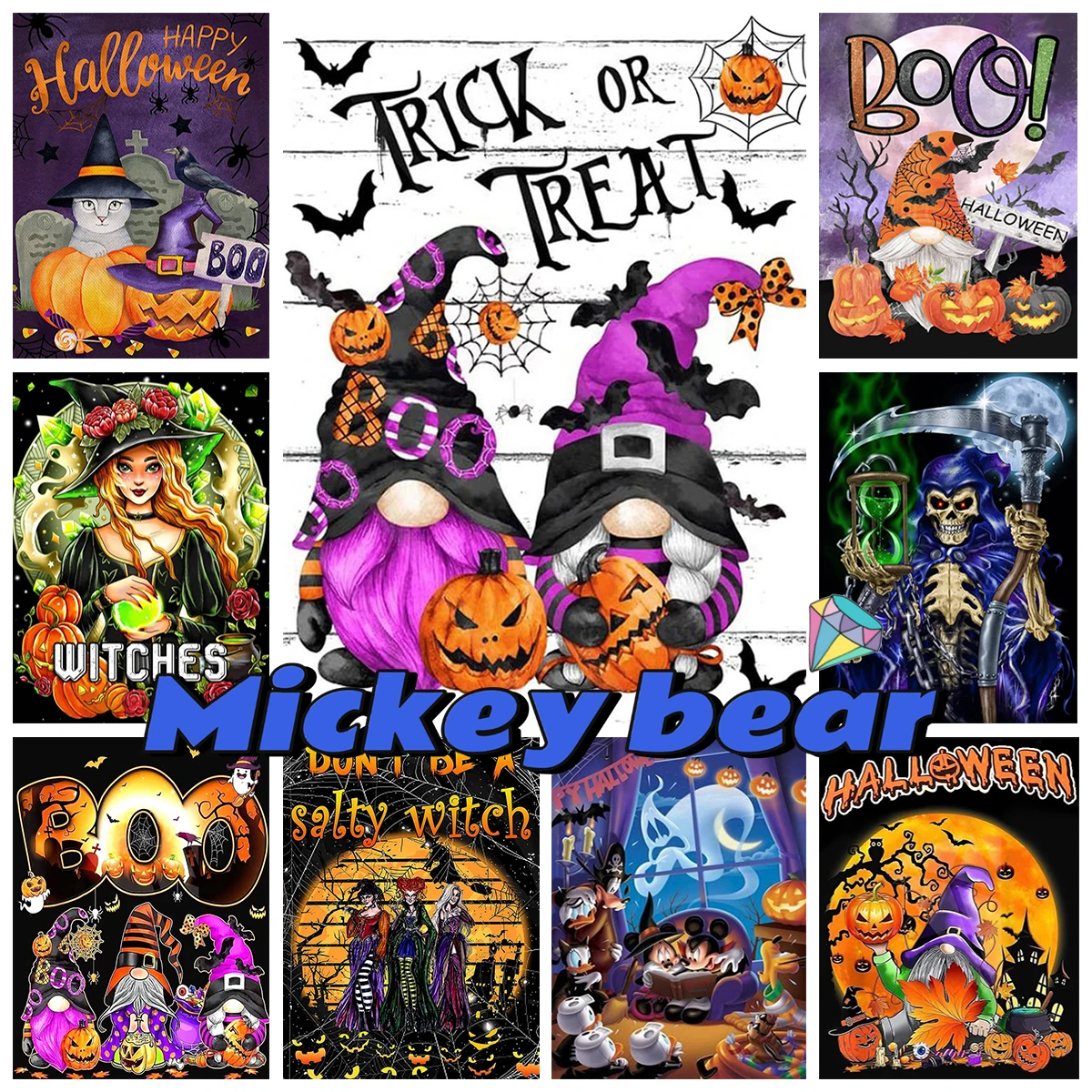 

Halloween Ghost 5D Diamond Embroidery Pumpkin Dwarf Hand Diy Diamond Painting Cross Stitch Mosaic Pattern Home Decor Child Gift