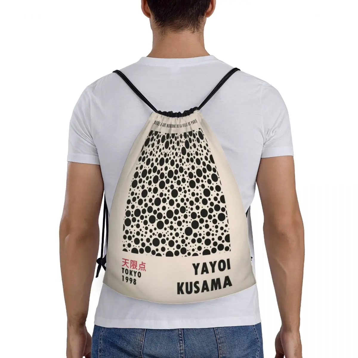 Custom Yayoi Kusama Japanese Exhibition Drawstring Bags for Training Yoga Backpacks Women Men Sports Gym Sackpack 5