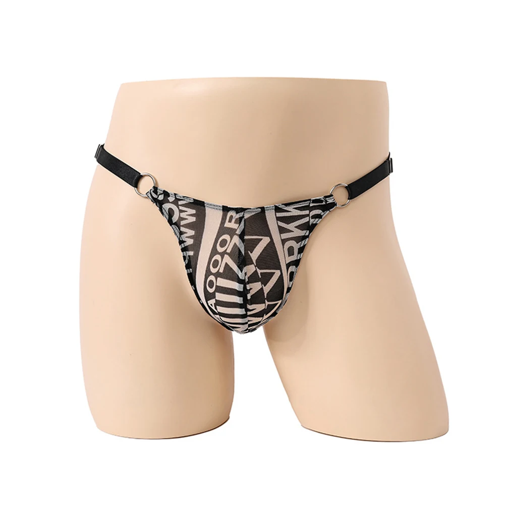 

Sexy Men Leopard Thong Seamless Mesh G-string Jockstrap Pouch Underwear Lace T-Back Briefs Low Rise Panties Gay Erotic Lingerie