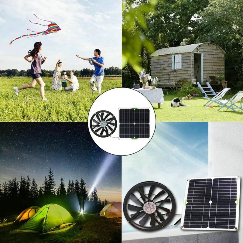Ventilatore Solare Da Esterno 10W - Impermeabile IP65 Per Serre, Case Animali, Camper - Con Pannello Solare Incorporato